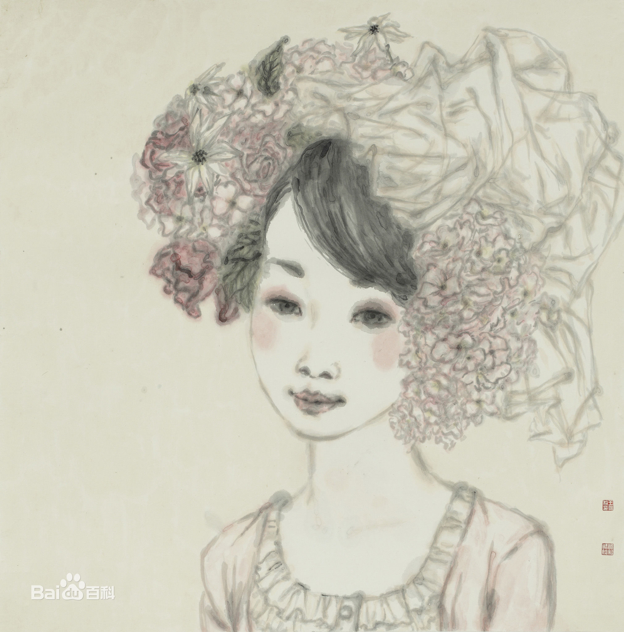 王永利水墨人物作品系列三素颜照壁纸