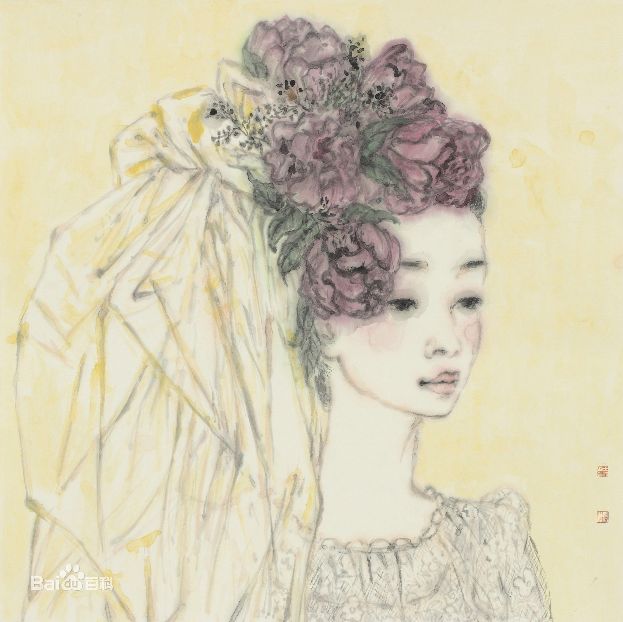 王永利水墨人物作品系列三素颜照壁纸