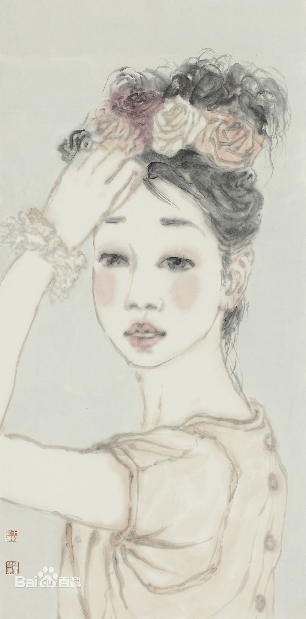 王永利水墨人物作品系列三素颜照壁纸