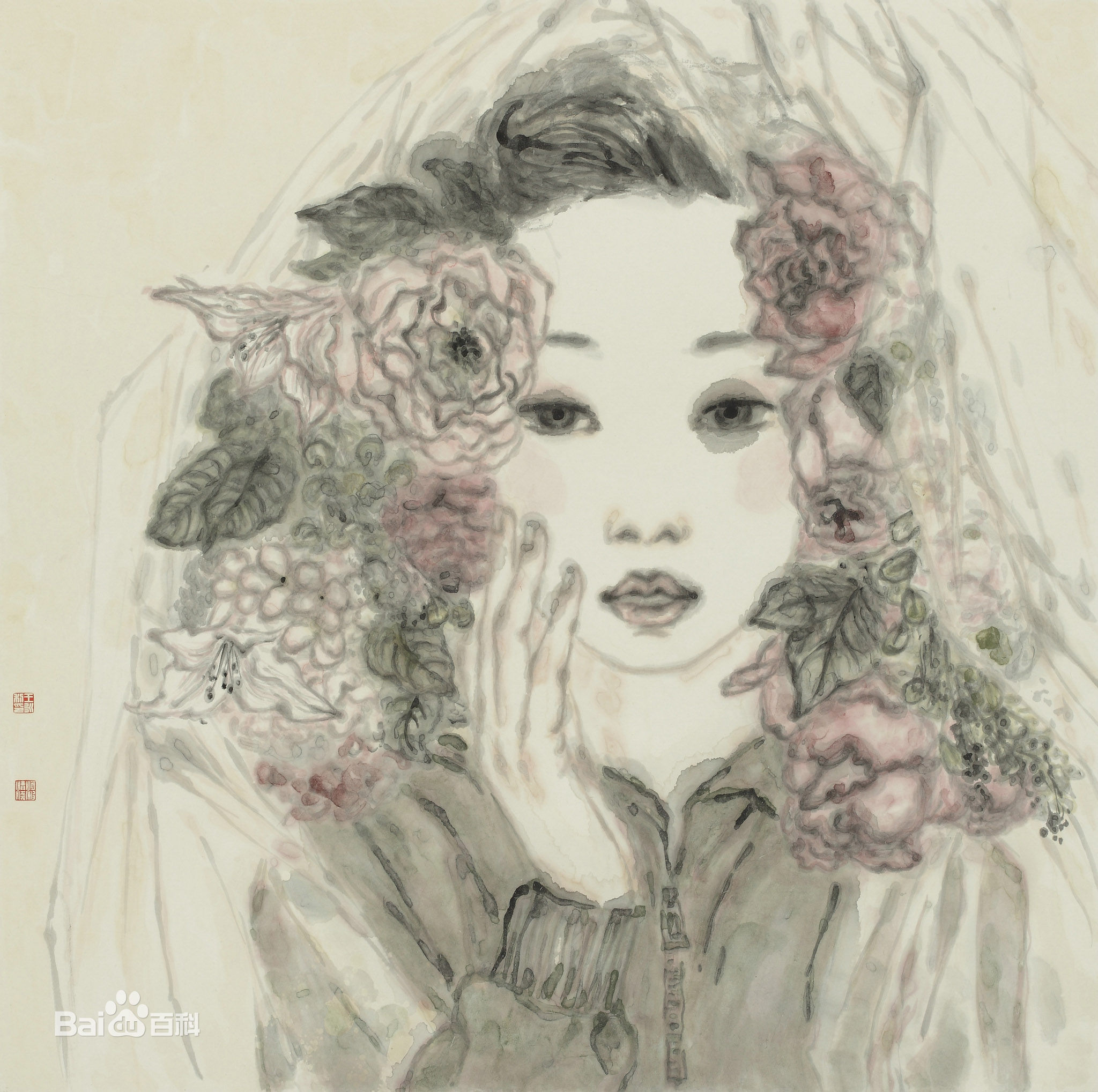 王永利水墨人物作品系列三素颜照壁纸