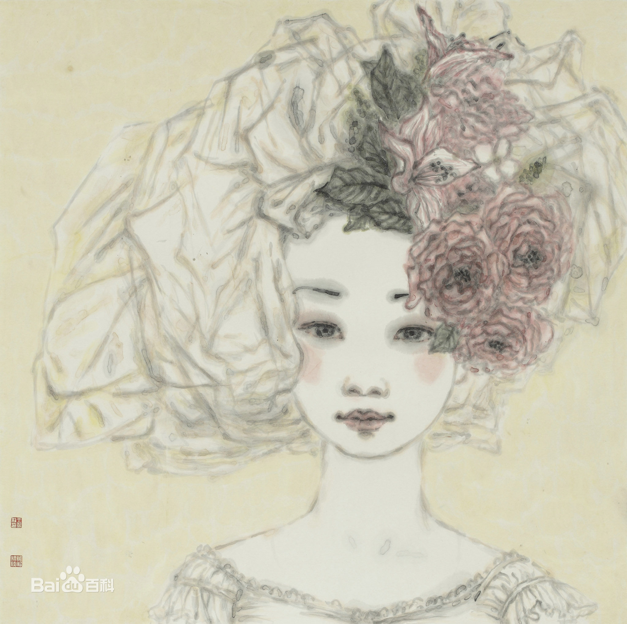 王永利水墨人物作品系列三素颜照壁纸