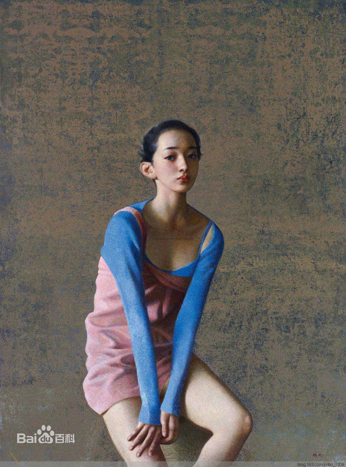 曹舒慈张晓刚的油画肖像生活照