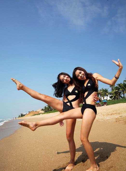 高清亚运沙排宝贝三亚海滩,蓝天碧水秀迷人身段_图册