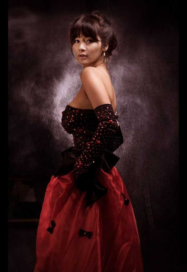 优质韩国美模林智慧高贵红裙装完美搭配图片