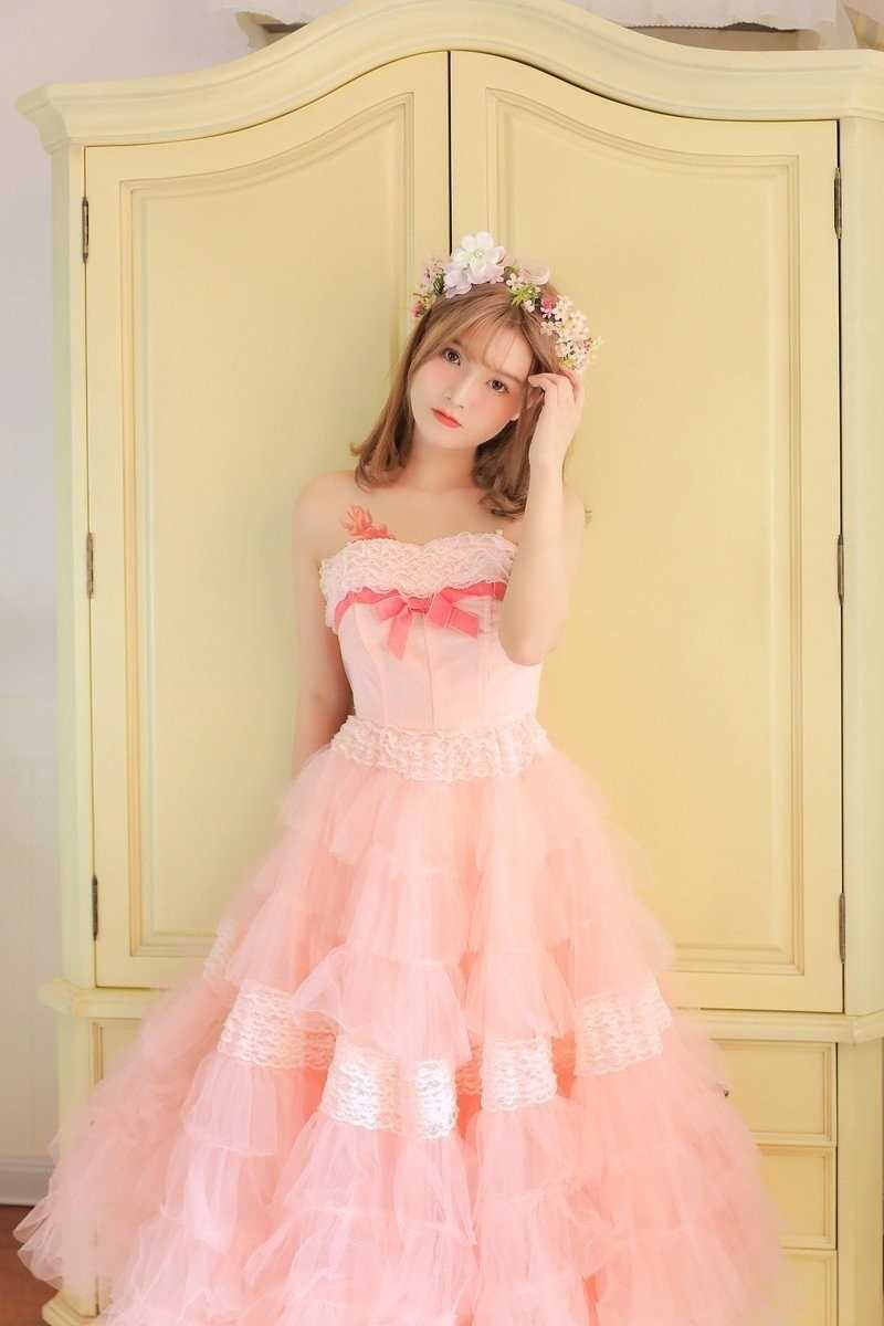 特别专辑粉色森林系少女软妹洛丽塔蕾丝长裙浪漫清纯图片图片