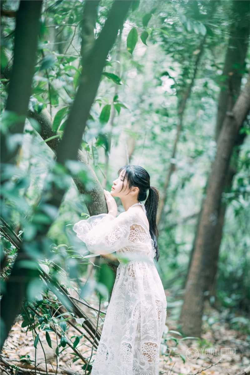 森林仙子阿惜白纱长裙香肩半露禁欲又勾人图集