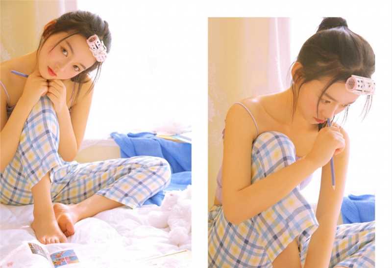 最新居家吊带睡衣美女私房卧室冷艳清纯梦幻壁纸