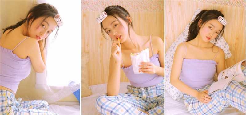 最新居家吊带睡衣美女私房卧室冷艳清纯梦幻壁纸