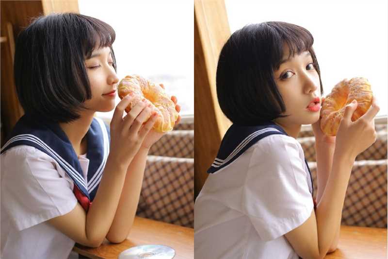 精选大眼短发清纯美女纤细大长腿诱惑图片图册