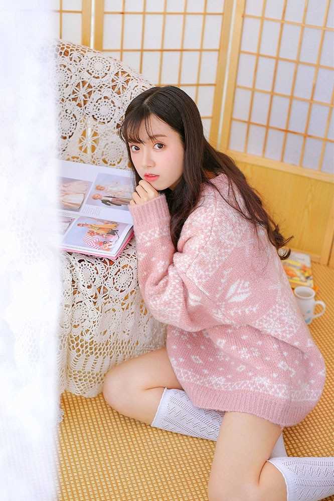 最全粉红初恋少女治愈系气质闺房毛衣俏皮清纯相册