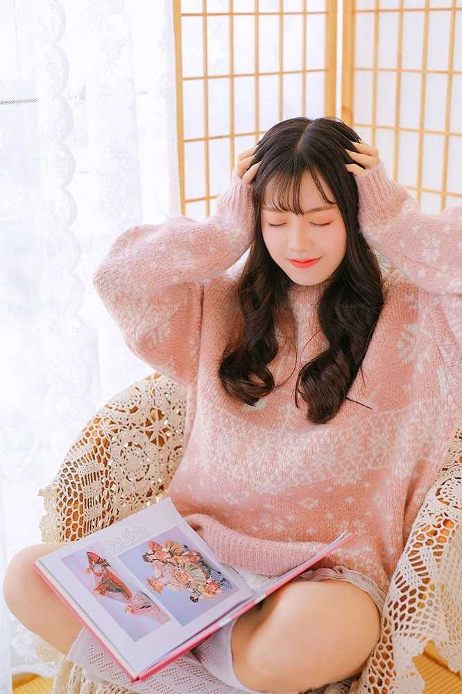 最全粉红初恋少女治愈系气质闺房毛衣俏皮清纯相册