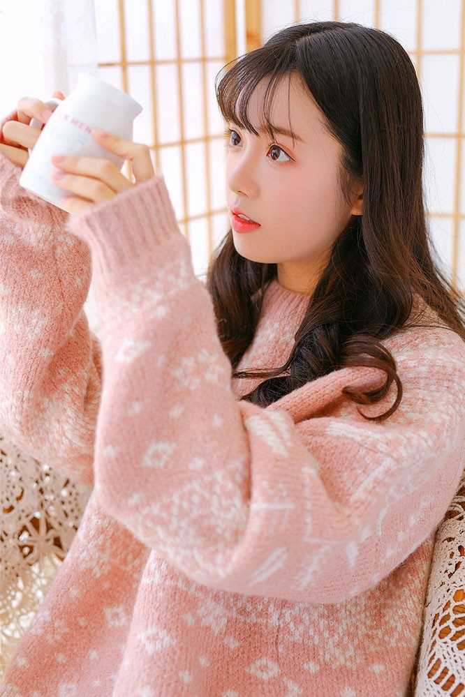最全粉红初恋少女治愈系气质闺房毛衣俏皮清纯相册