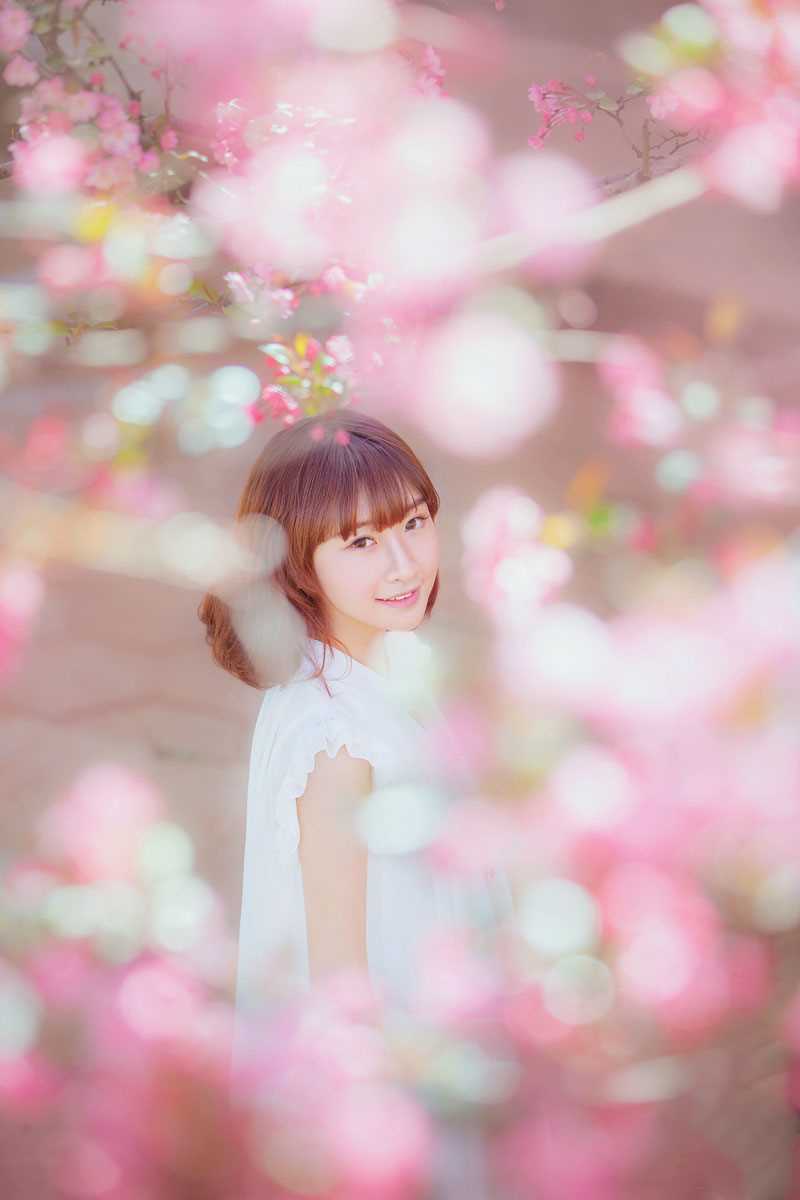 最全桃花树下的清纯女生貌美如花壁纸