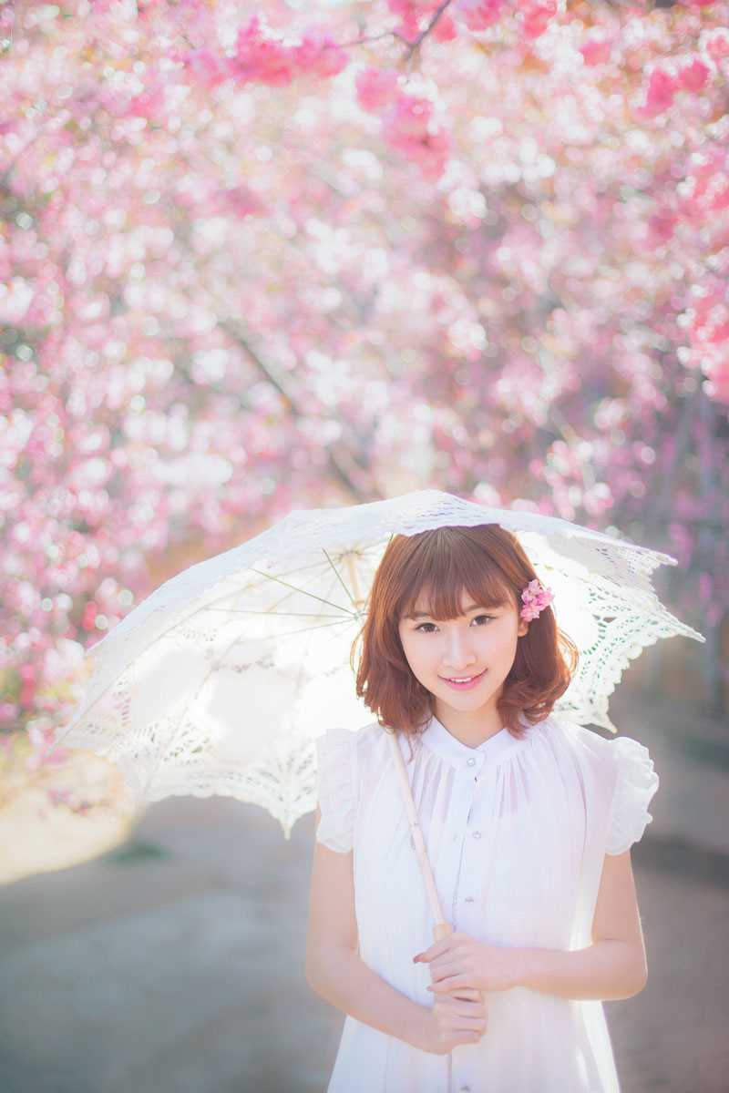 最全桃花树下的清纯女生貌美如花壁纸