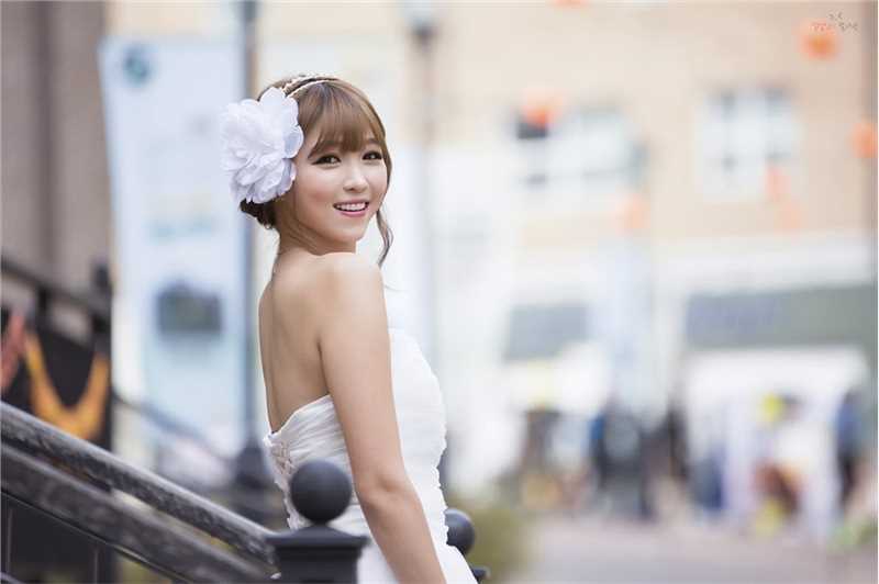 最全韩国车模李恩慧白色婚纱唯美写照壁纸