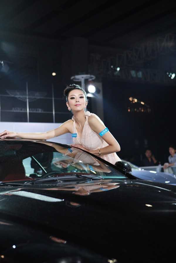 高清车模艾尚真长裙迷人高清图集