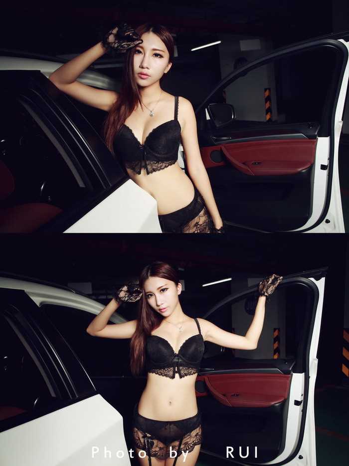 高清性感车模长腿黑丝袜惑图集