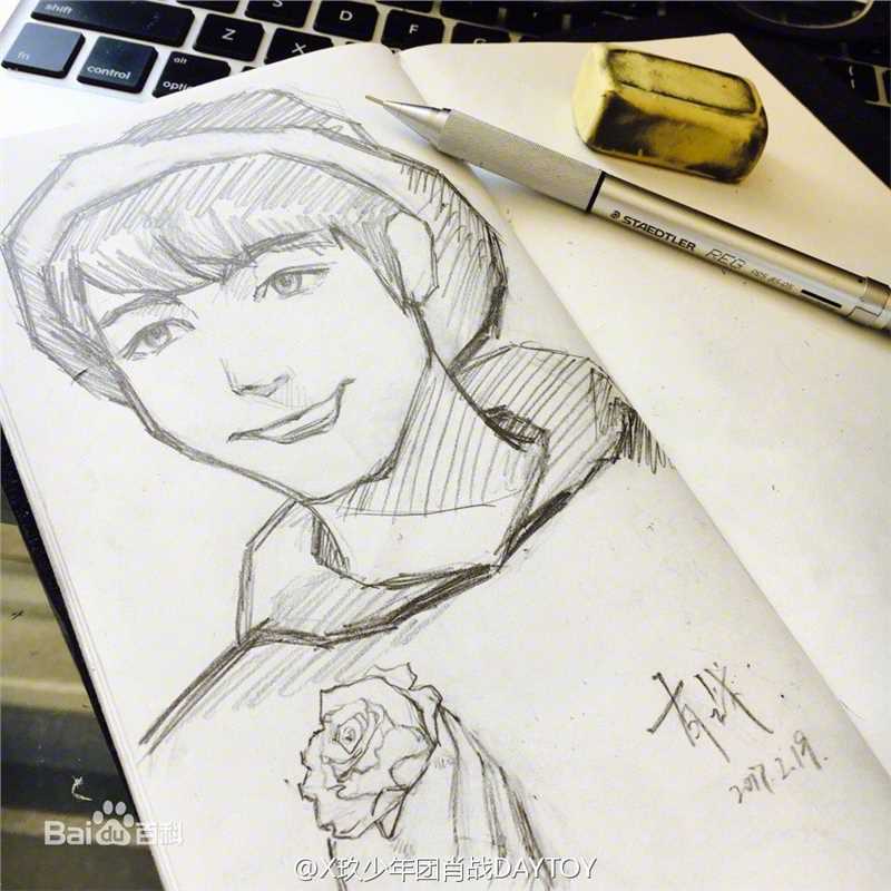 肖战绘画及设计作品素颜照相册