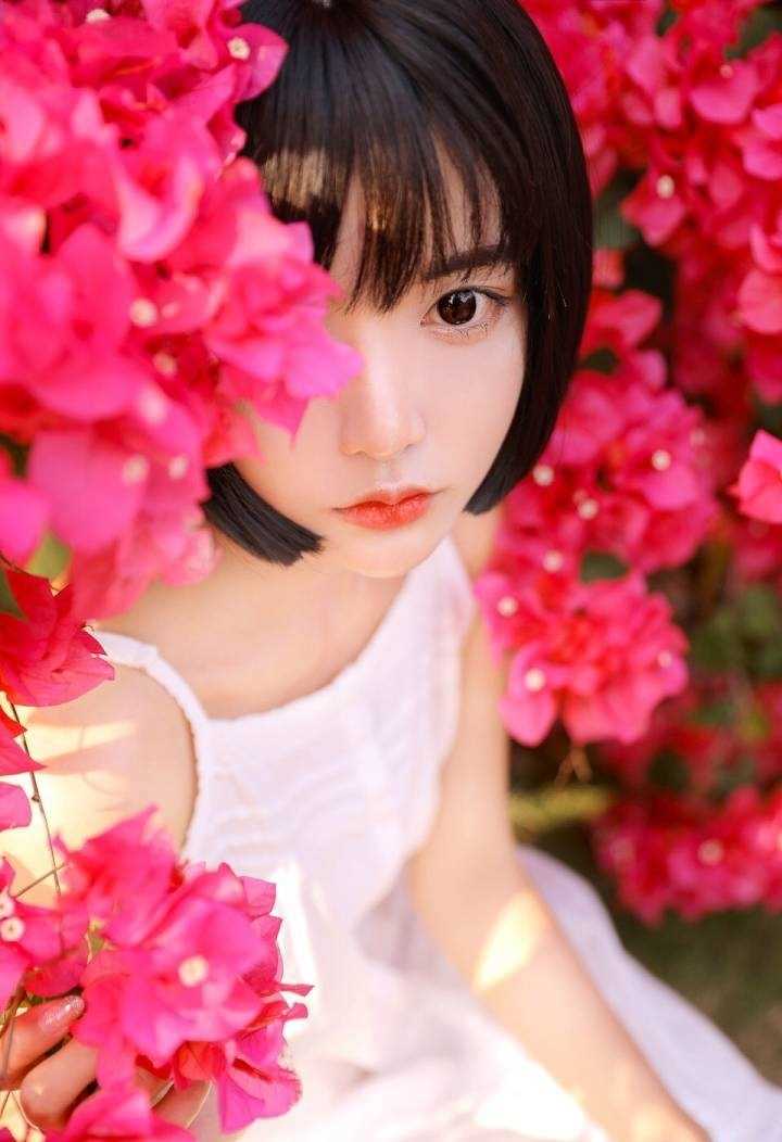 特别专辑短发童颜萝莉美女清纯养眼可爱花海唯美图片