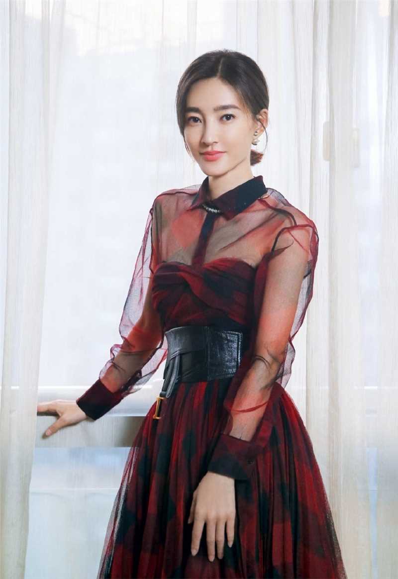 特别专辑王丽坤红色薄纱长裙端庄不失性感图片