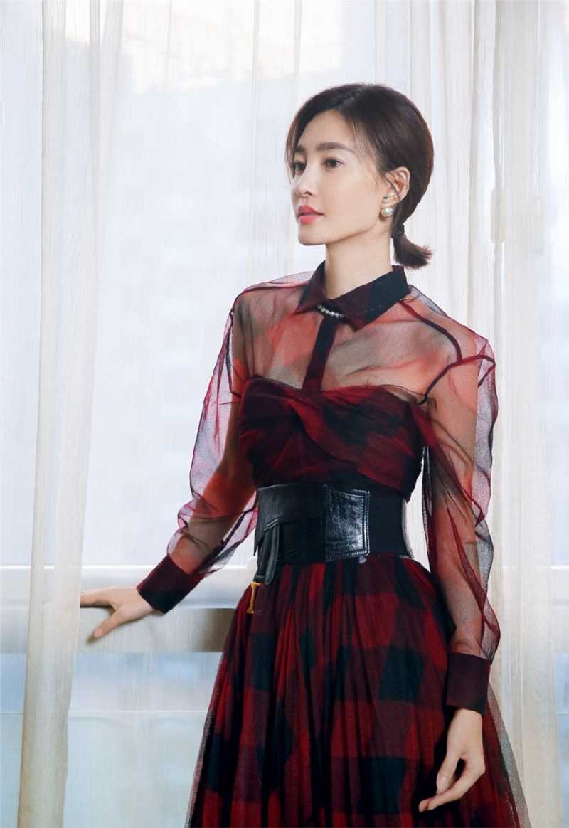 特别专辑王丽坤红色薄纱长裙端庄不失性感图片