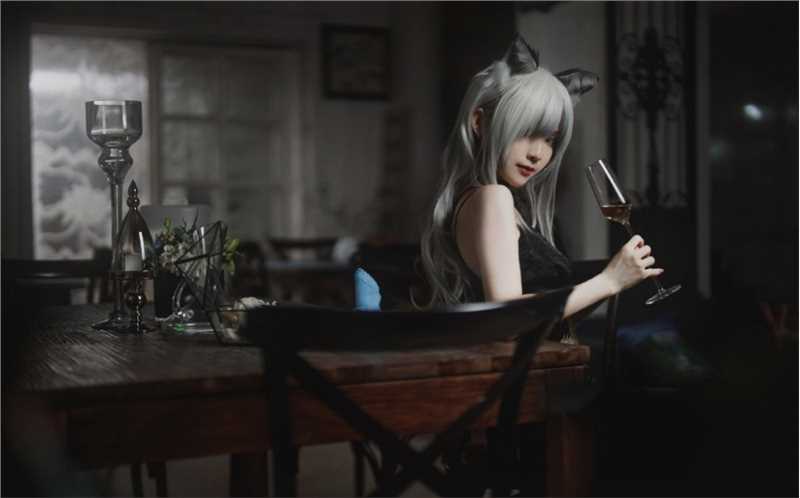 明日方舟,黑性感诱人黑旗袍cosplay