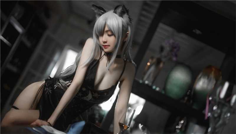 明日方舟,黑性感诱人黑旗袍cosplay