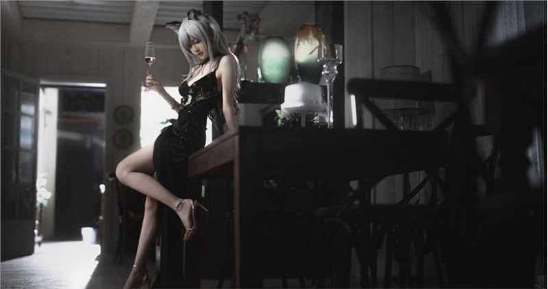 明日方舟,黑性感诱人黑旗袍cosplay