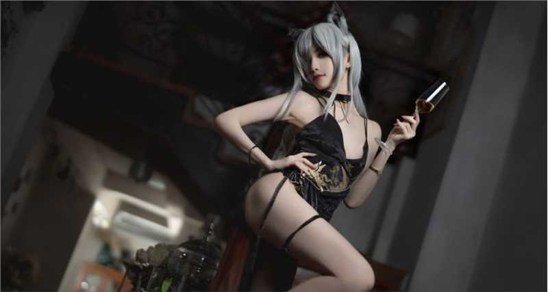 明日方舟,黑性感诱人黑旗袍cosplay