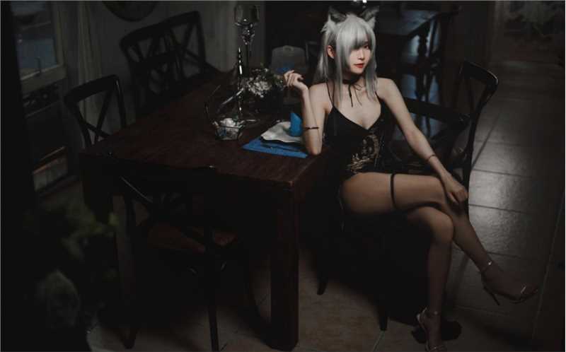 明日方舟,黑性感诱人黑旗袍cosplay