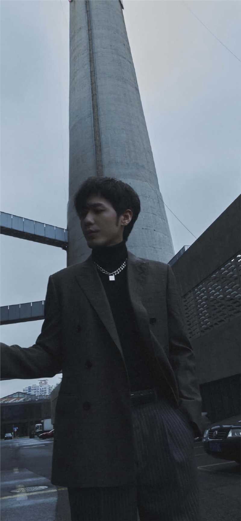 最新白宇黑夜时尚西装型男魅力拍摄图片壁纸