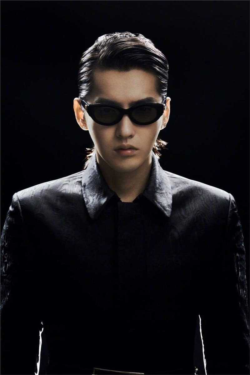 吴亦凡戴墨镜未来感背头黑白时尚图片