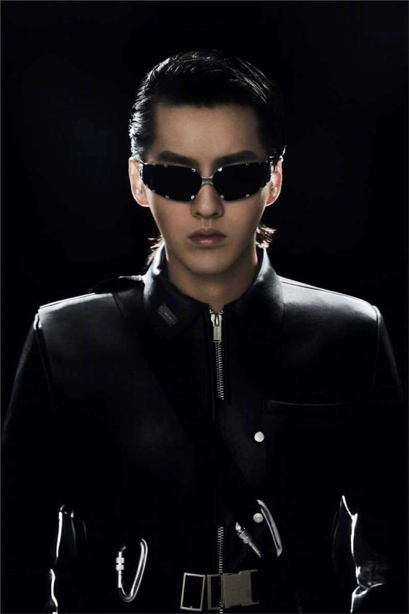 吴亦凡戴墨镜未来感背头黑白时尚图片
