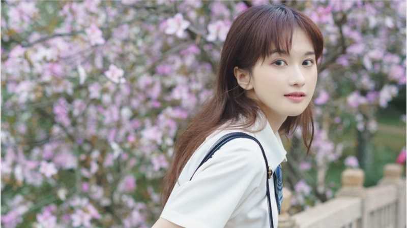 最全蓝色JK格子裙清纯校花紫荆树下初恋图片相册