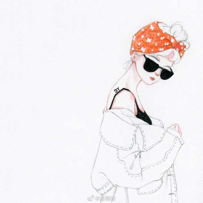 高清简约小清新手绘不同风格甜美女孩漫画图片图集