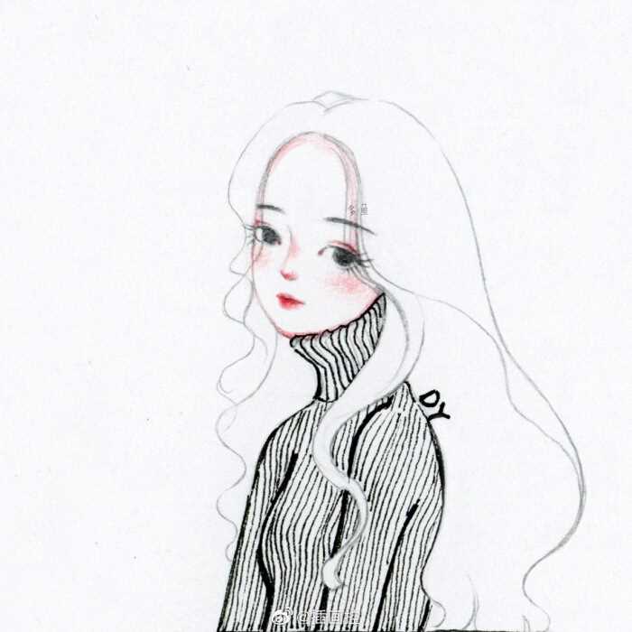 高清简约小清新手绘不同风格甜美女孩漫画图片图集