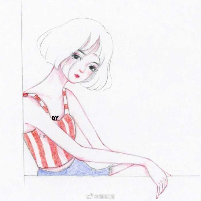 高清简约小清新手绘不同风格甜美女孩漫画图片图集