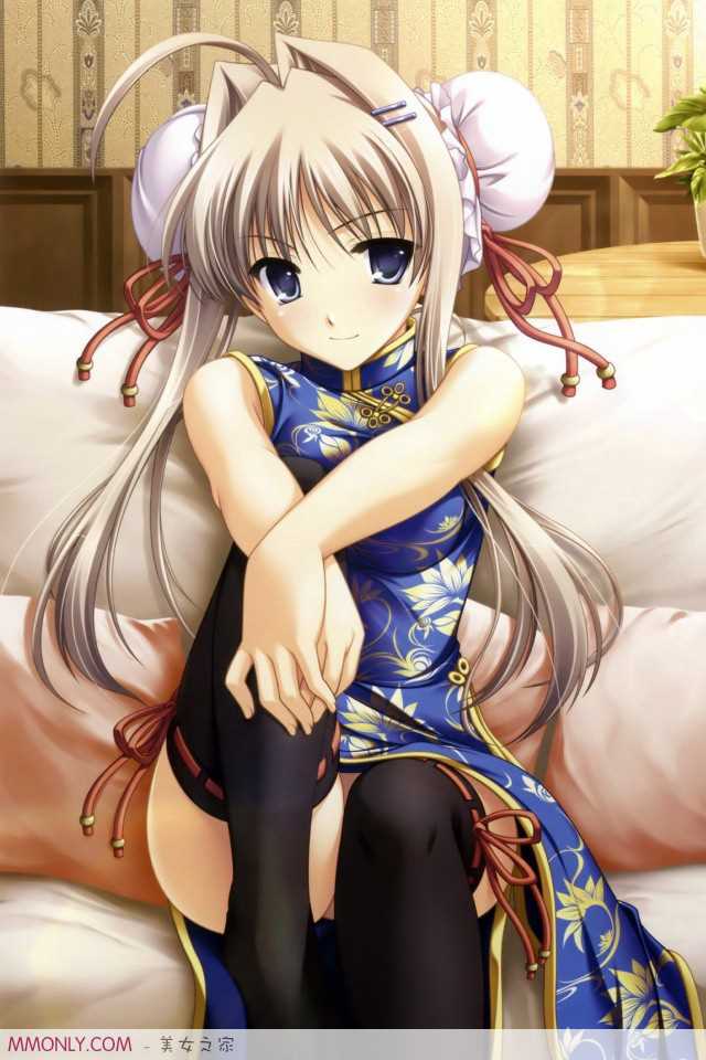 特别专辑大胆黑袜子紧身旗袍动漫美女手机锁屏图片图片