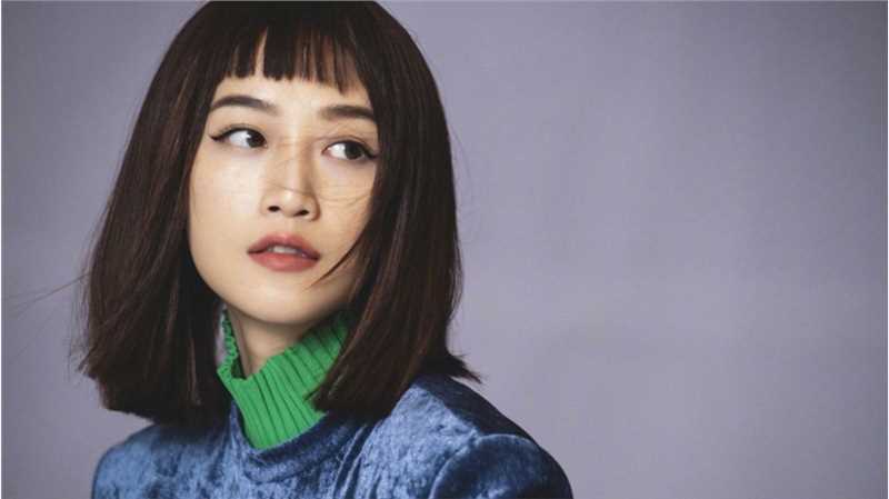 高清蓝盈莹复古雀斑妆齐刘海高冷撞色时尚图册