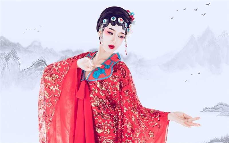 戏曲风古装美女浓妆艳抹妖娆大长腿艺术照