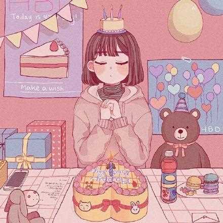 精选粉嫩的甜美女孩日常少女心插画图片图册