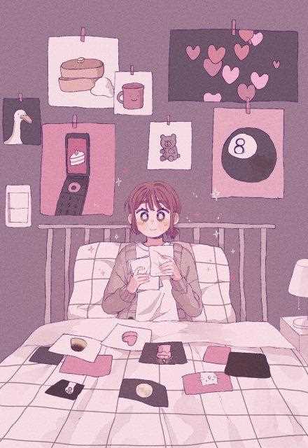 精选粉嫩的甜美女孩日常少女心插画图片图册