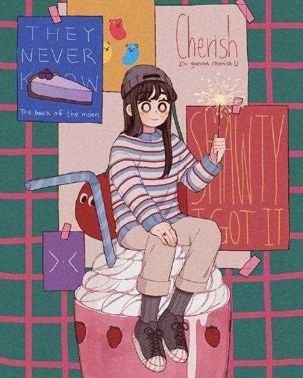 精选粉嫩的甜美女孩日常少女心插画图片图册