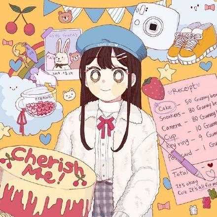 精选粉嫩的甜美女孩日常少女心插画图片图册