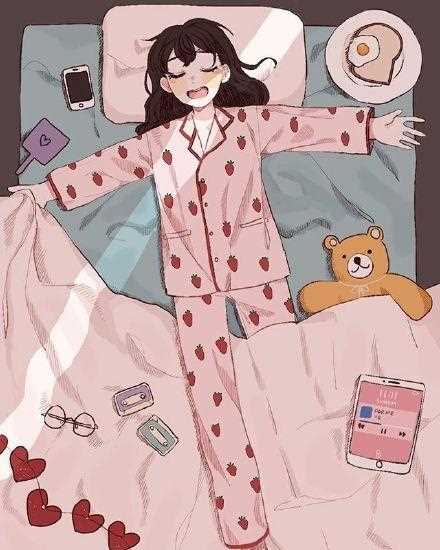 精选粉嫩的甜美女孩日常少女心插画图片图册