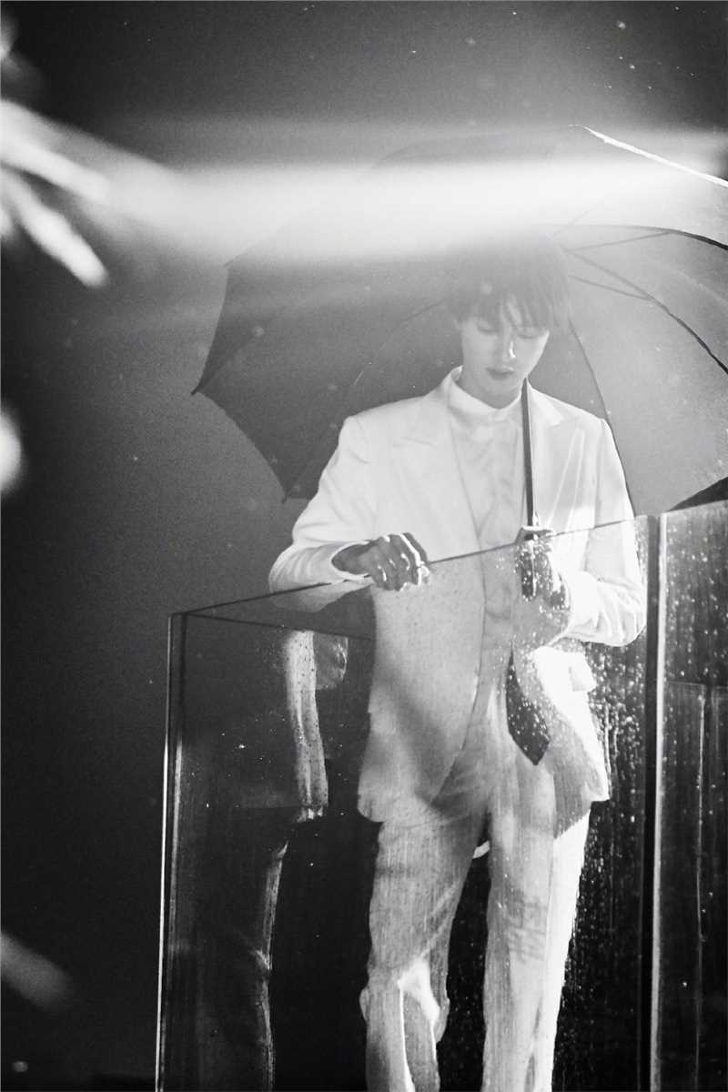 高清官鸿雨中撑伞黑白氛围时尚大片图册