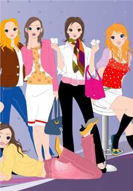 精选时尚的都市美女卡通漫画人物图片图册