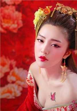 特别专辑古装美女胸部蝴蝶纹身图案图片