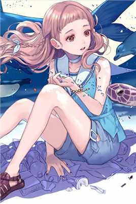 优质粉色头发甜美女孩唯美大海奇遇漫画图片相册