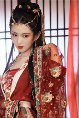 妩媚古装美女红色薄纱风俗媚娘艺术照